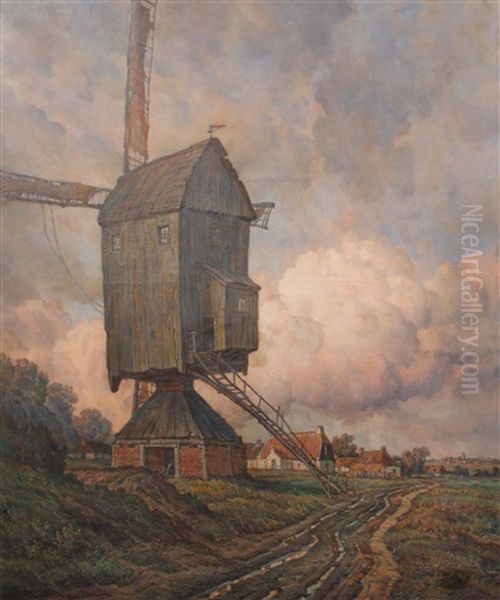 Windmuhle Vor Dem Ort Oil Painting by Richard Fehdmer