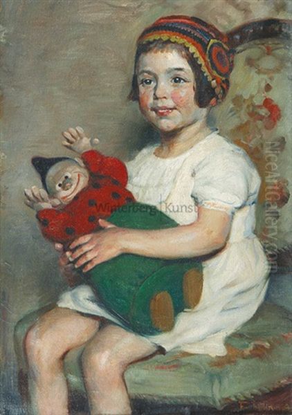 Madchen Mit Clownspuppe by Friedrich Fehr