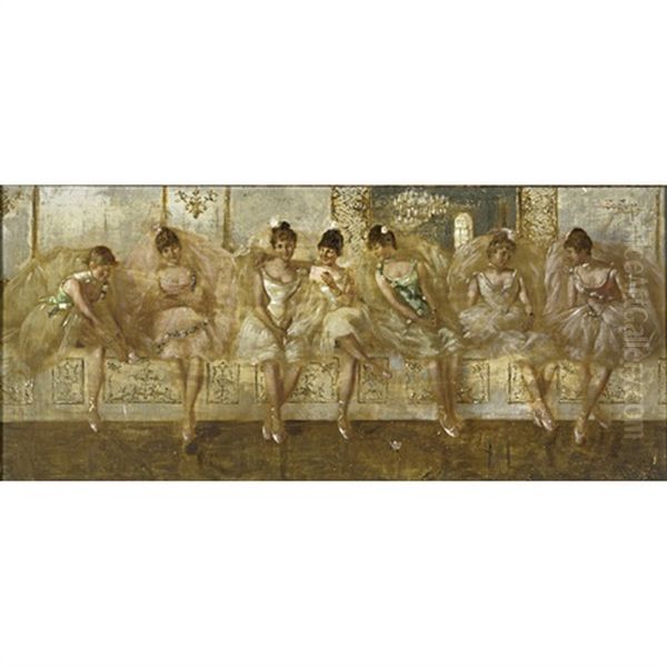 Ballerinas In Repose Oil Painting by Friedrich Fehr