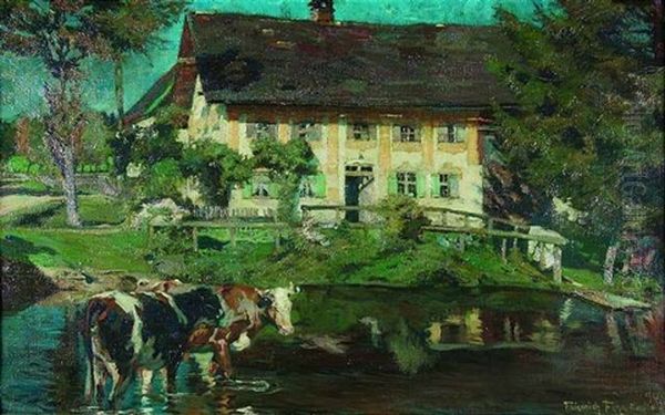 Am Dorfbach Oil Painting by Friedrich Fehr