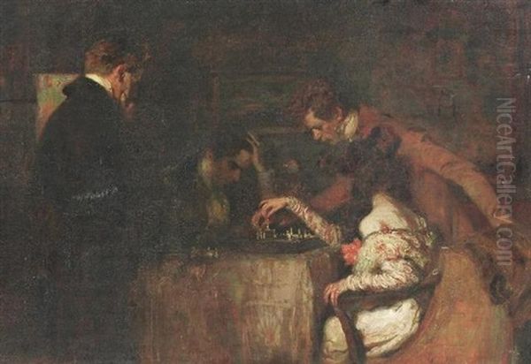 Schachspieler Oil Painting by Friedrich Fehr