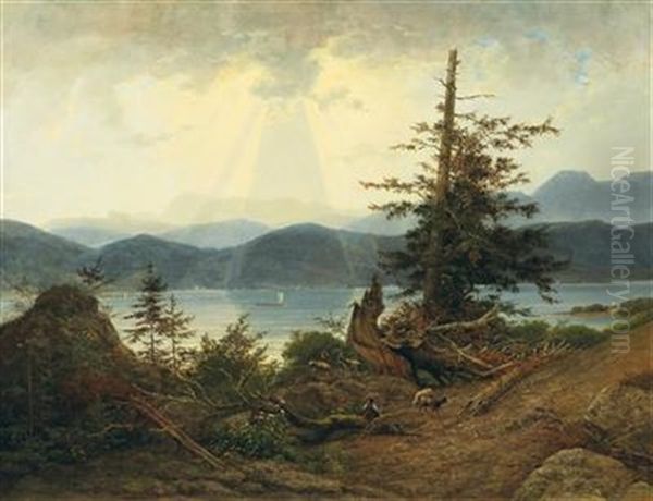 Scene At Attersee Oil Painting by Joseph Feid