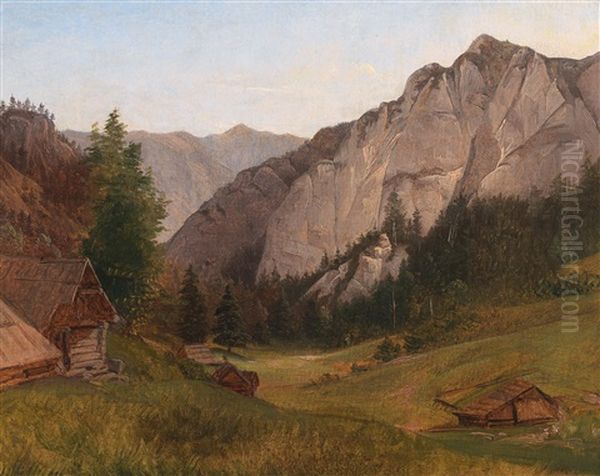 Scene From The Salzkammergut Oil Painting by Joseph Feid