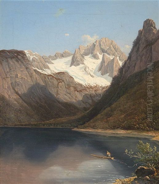 The Dachstein With The Gosausee Oil Painting by Joseph Feid