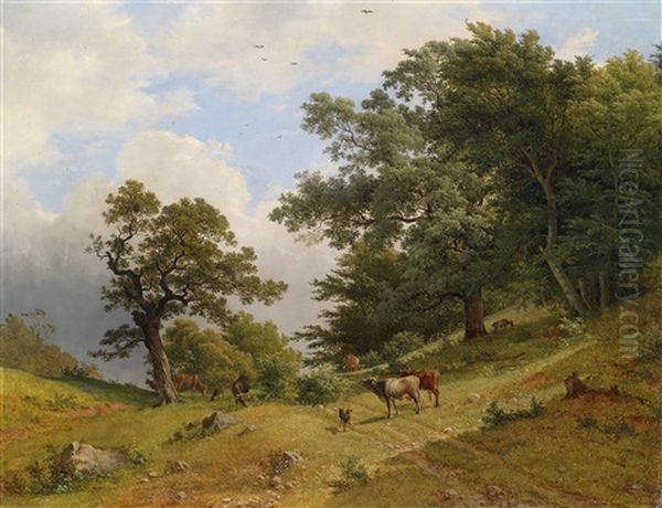 Weidelandschaft Oil Painting by Joseph Feid