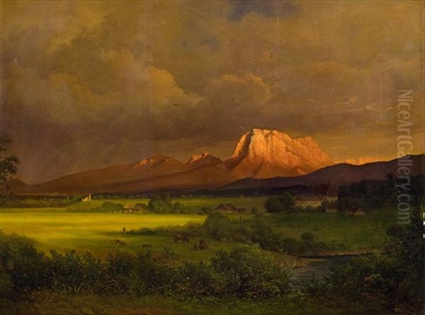 Blick Vom Ennstal Auf Den Grimming Oil Painting by Joseph Feid