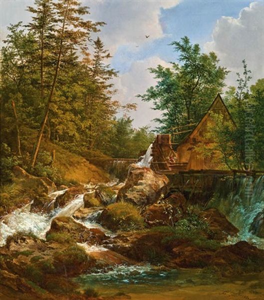 Muhle Am Waldbach Oil Painting by Joseph Feid