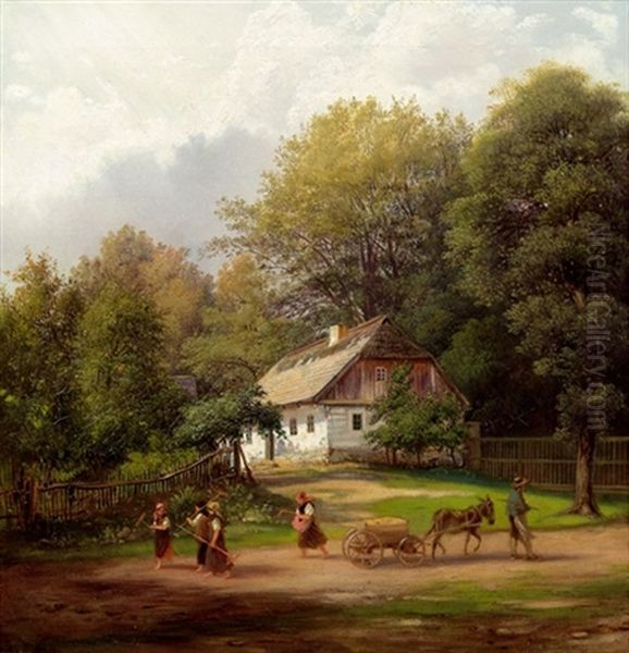 Auf Dem Weg Zur Ernte Oil Painting by Joseph Feid