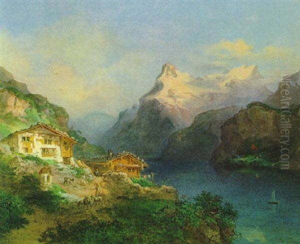 Motiv Aus Dem Salzkammergut Oil Painting by Joseph Feid