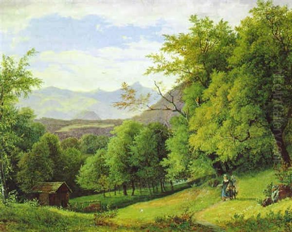 Landschaftsidylle Oil Painting by Joseph Feid