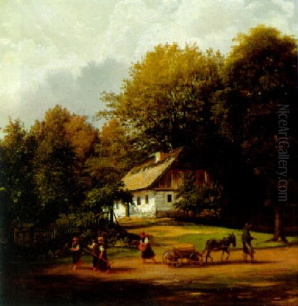 Auf Dem Weg Zur Ernte Oil Painting by Joseph Feid