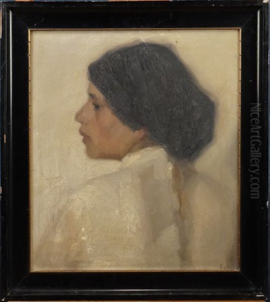 Portrait De Jeune Femme Oil Painting by Fritz Feigler