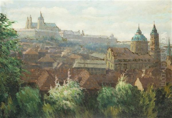 A View Of Prague Castle With The Lesser Town Oil Painting by Stanislav Feikl