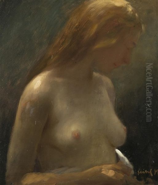 Semi-naked Girl Oil Painting by Stanislav Feikl