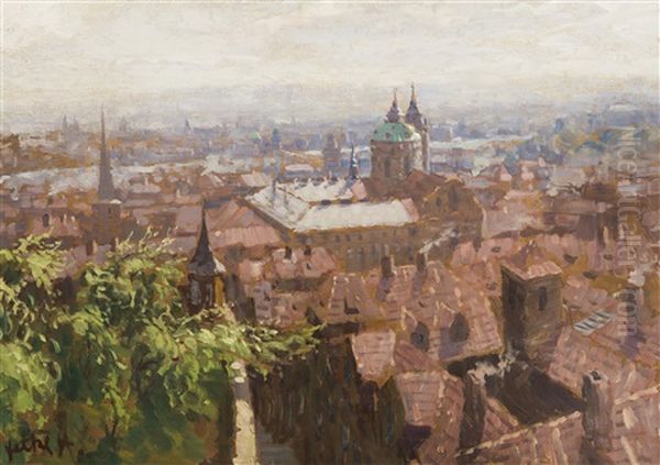 A View Of The Lesser Town Oil Painting by Stanislav Feikl