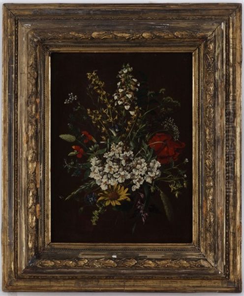 Bouquets De Fleurs (pair) Oil Painting by Franz Anton Feilhammer