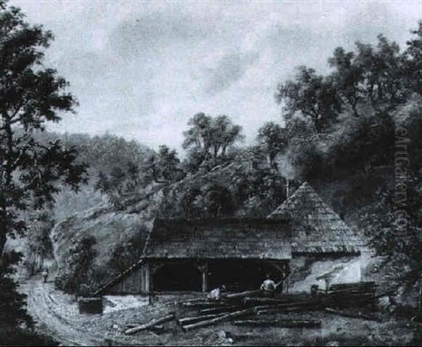 Sagewerk Im Gebirge Oil Painting by Franz Anton Feilhammer