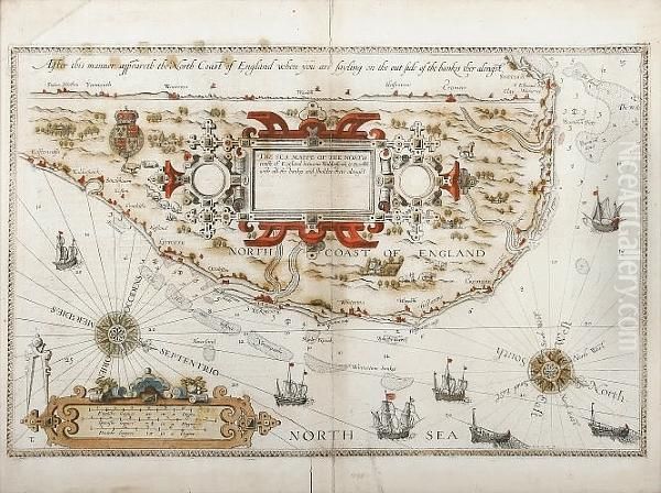 The Sea Mappe Of The North Coaste Of England Betweene Walderswick & Burnhame. Oil Painting by Sir Anthony Astley