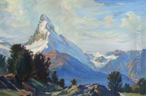 Blick Auf Das Matterhorn Oil Painting by Carl Friedrich Felber