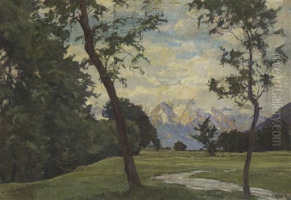 Gebirgslandschaft Oil Painting by Carl Friedrich Felber