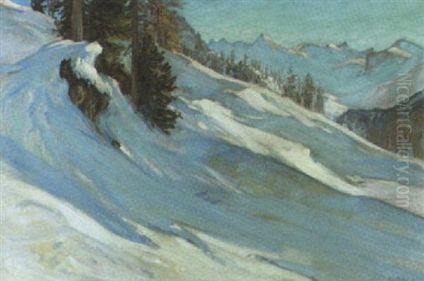 Winterliche Alpenlandschaft Oil Painting by Carl Friedrich Felber