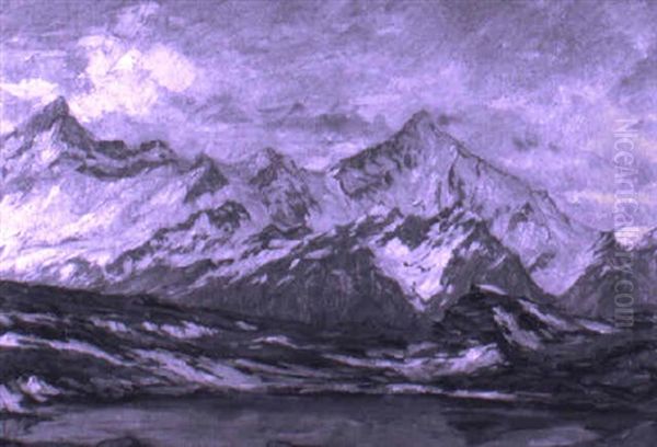 Weishorn Und Rothorn Im Wallis Oil Painting by Carl Friedrich Felber