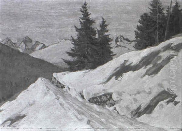 Hohenweg In Winterlandschaft Oil Painting by Carl Friedrich Felber