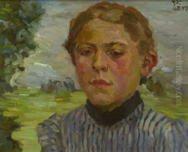 Madchenportrat Oil Painting by Max Feldbauer