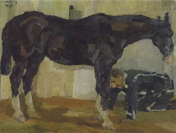 Pferd Mit Knecht Oil Painting by Max Feldbauer