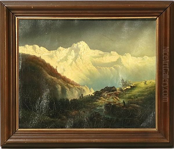 Wassermuhle Im Hochgebirge Oil Painting by Ferdinand Feldhuetter