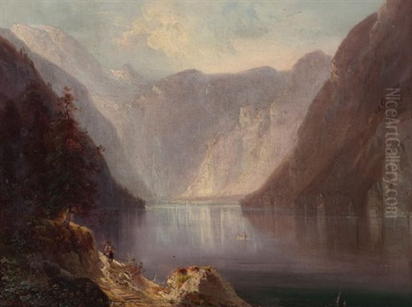 Am Konigssee Oil Painting by Ferdinand Feldhuetter