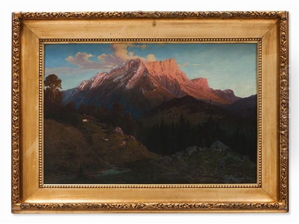 Alpine Landscape Oil Painting by Ferdinand Feldhuetter