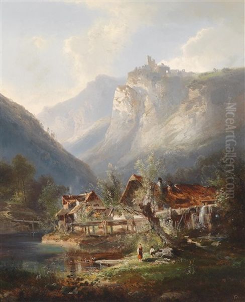 Motiv Aus Sudtirol (?) Oil Painting by Ferdinand Feldhuetter