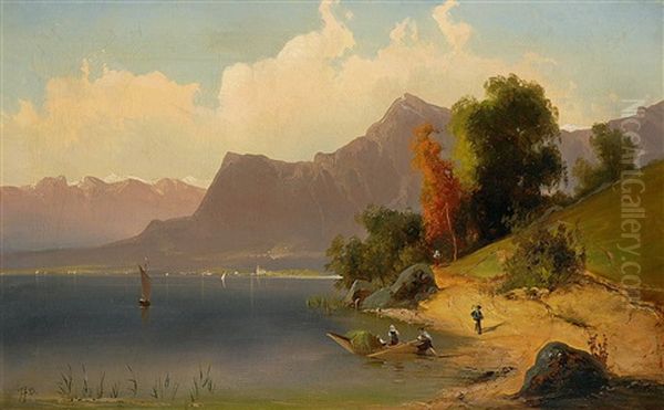 Blick Auf Den Brienzer See Oil Painting by Ferdinand Feldhuetter