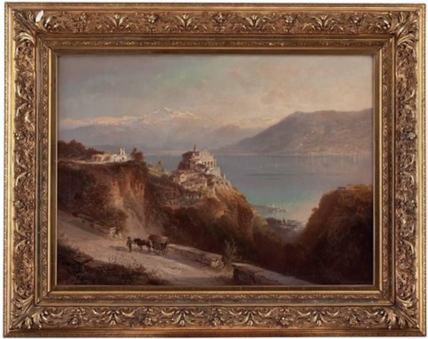 Madonna Del Sasso Am Lago Maggiore Oil Painting by Ferdinand Feldhuetter