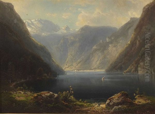 Blick Auf Den Konigssee Oil Painting by Ferdinand Feldhuetter