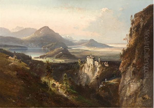 Neuschwanstein Oil Painting by Ferdinand Feldhuetter