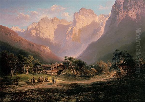 Das Kaisergebirge Bei Kufstein Oil Painting by Ferdinand Feldhuetter