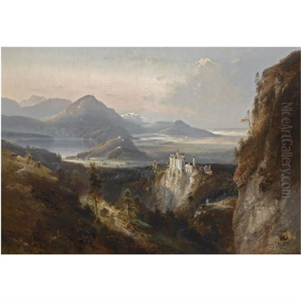 Neuschwanstein Oil Painting by Ferdinand Feldhuetter