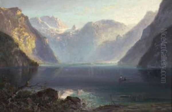 Der Konigssee Oil Painting by Ferdinand Feldhuetter