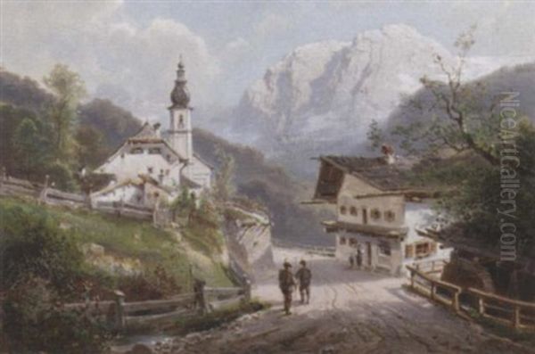 Alpine Splendor Oil Painting by Ferdinand Feldhuetter