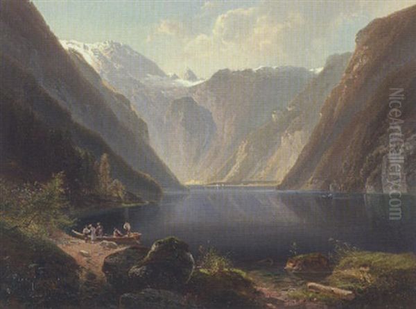 Am Konigsee Oil Painting by Ferdinand Feldhuetter