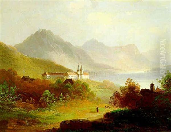 Blick Auf Den Luzerner See, Teilarm Des Vierwaldstatter Sees Oil Painting by Ferdinand Feldhuetter