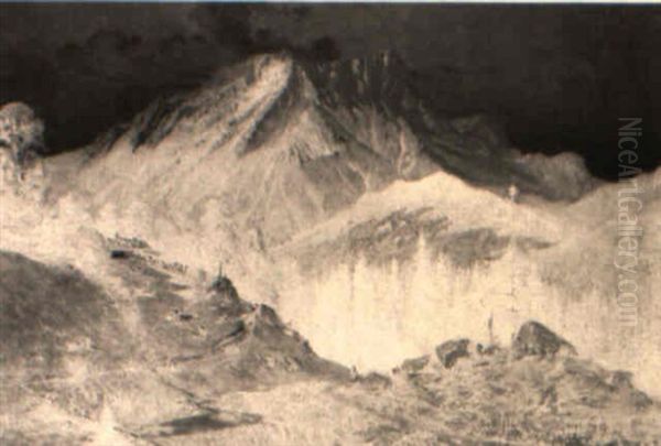 Abend In Den Dolomiten Oil Painting by Ferdinand Feldhuetter