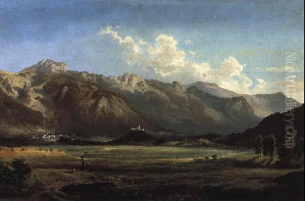 Blick Auf Hohen-aschau (bayern) - Kampenwand Oil Painting by Ferdinand Feldhuetter