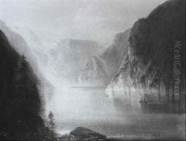 Der Konigssee Oil Painting by Ferdinand Feldhuetter