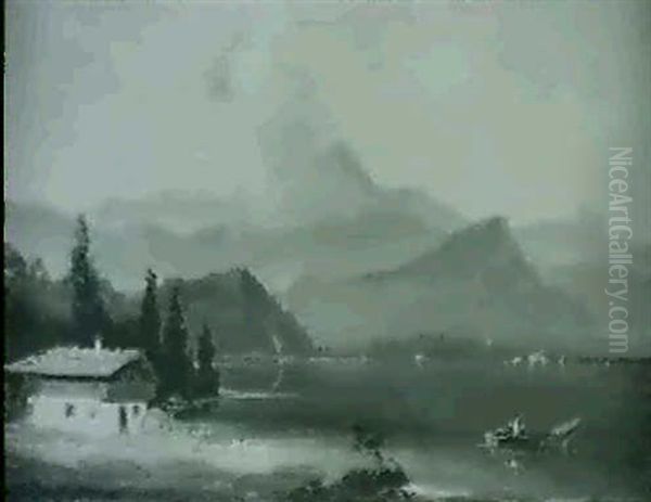 Kochelsee In Bayern Oil Painting by Ferdinand Feldhuetter