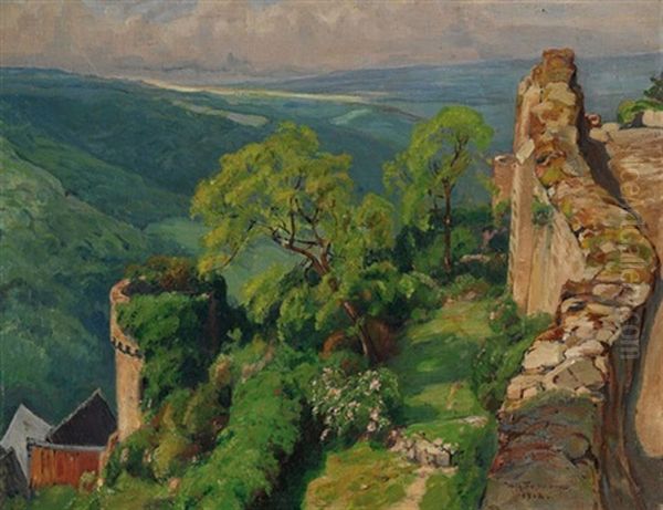 Burgruine Am Rhein Oil Painting by Wilhelm Feldmann