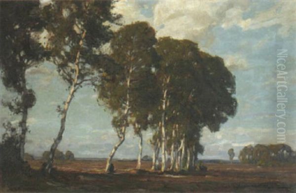 Auf Abendlicher Heide Oil Painting by Wilhelm Feldmann