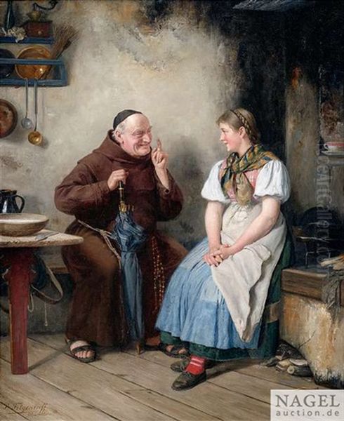 Monch Im Gesprach Mit Einem Bauernmadchen Oil Painting by Paul Felgentreff